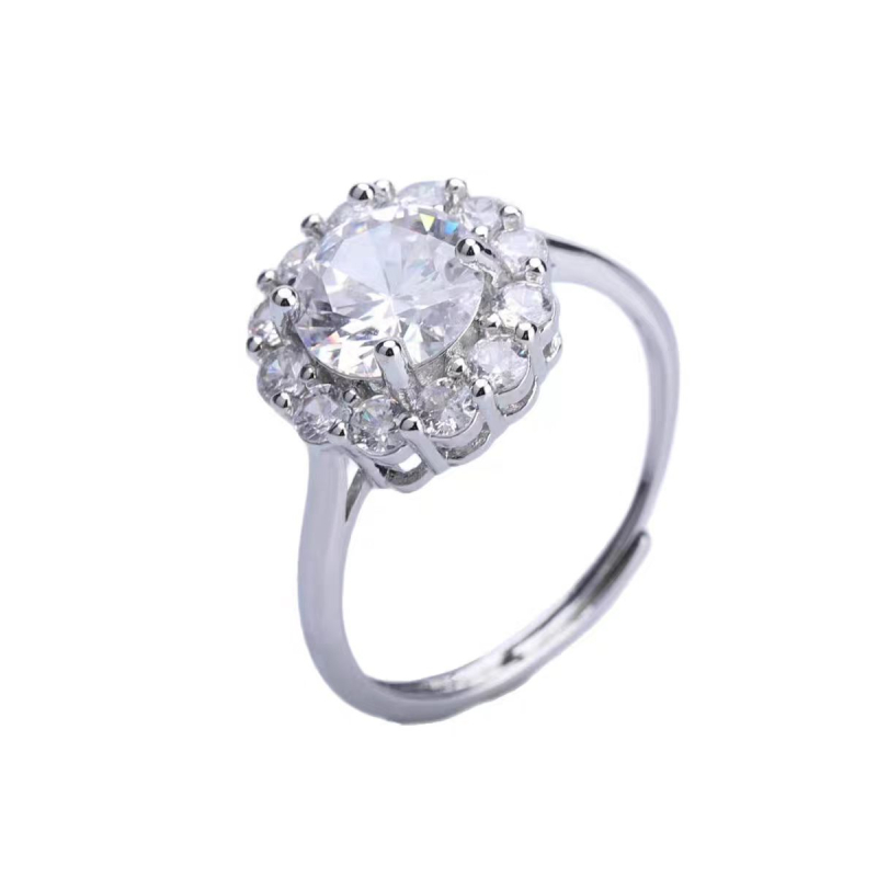 Δαχτυλίδι με διαμάντι μοισσανίτης αντίγραφο, κοπή σε σχήμα αυγού, ανοιχτός σχεδιασμός, για γυναίκες, χαλκός, ηλεκτροπλατίωση, αξεσουάρ χεριού με ελαφρύ πολυτελές στυλ