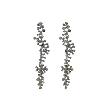 Baolimanfei cinkötvözetből készült virágos tassel fülbevalók gyémántbeültetéssel, könnyed luxus stílusú fülkiegészítő, tél 2025