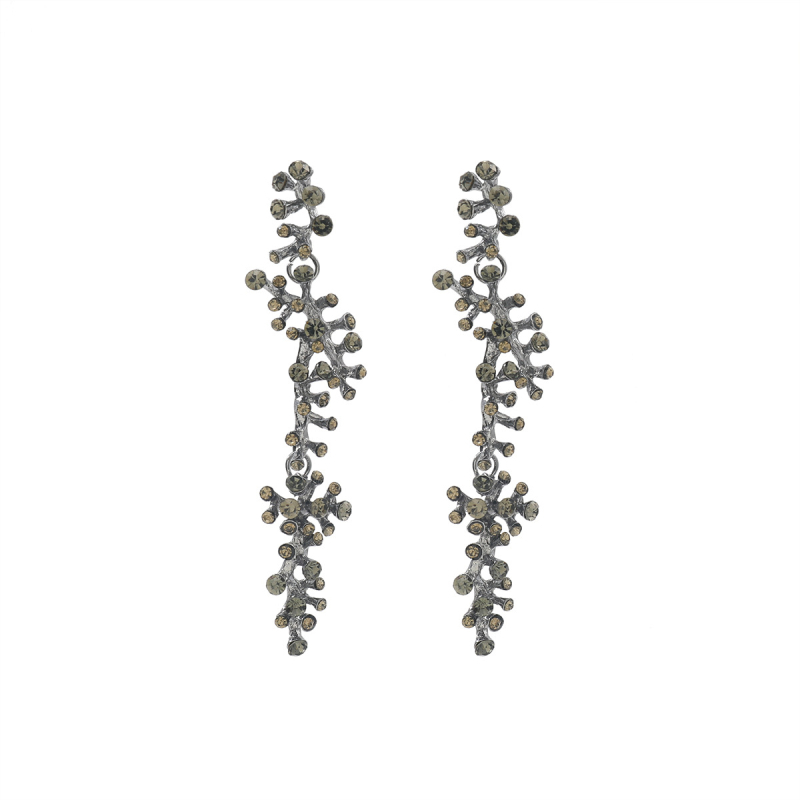 Baolimanfei cinkötvözetből készült virágos tassel fülbevalók gyémántbeültetéssel, könnyed luxus stílusú fülkiegészítő, tél 2025