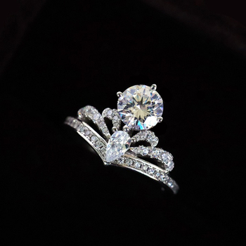 Női réz gyűrű korona, ív és csepp alakú dizájnnal, cirkónium beültetett