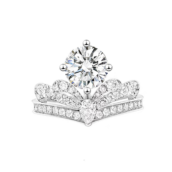 Női réz gyűrű korona, ív és csepp alakú dizájnnal, cirkónium beültetett