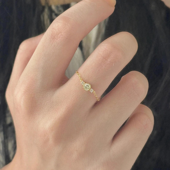 Láncos kihúzható gyűrű nőknek, moissanit, állítható, minimalist japán stílus