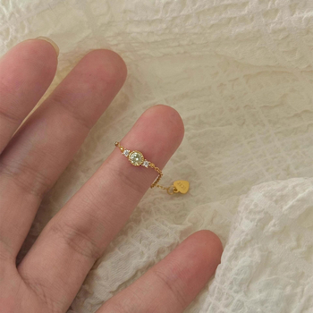 Láncos kihúzható gyűrű nőknek, moissanit, állítható, minimalist japán stílus