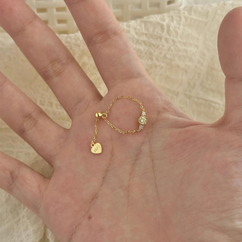 Láncos kihúzható gyűrű nőknek, moissanit, állítható, minimalist japán stílus