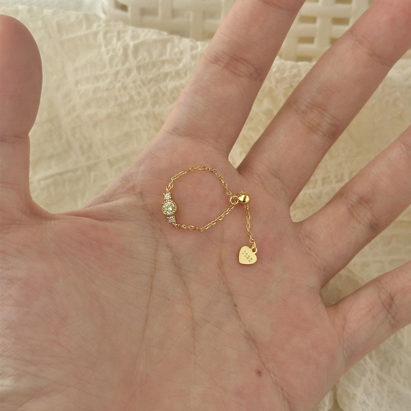 Láncos kihúzható gyűrű nőknek, moissanit, állítható, minimalist japán stílus