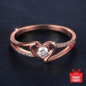 Δαχτυλίδι σε σχήμα καρδιάς από χαλκό, ηλεκτροπλατινωμένο, για γυναίκες