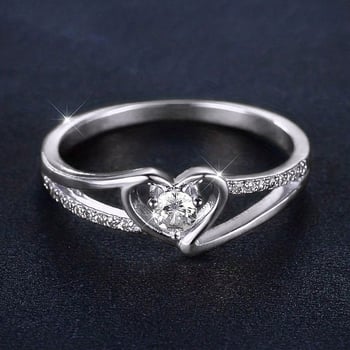 Δαχτυλίδι σε σχήμα καρδιάς από χαλκό, ηλεκτροπλατινωμένο, για γυναίκες