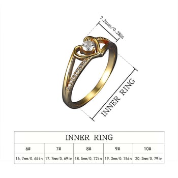 Δαχτυλίδι σε σχήμα καρδιάς από χαλκό, ηλεκτροπλατινωμένο, για γυναίκες