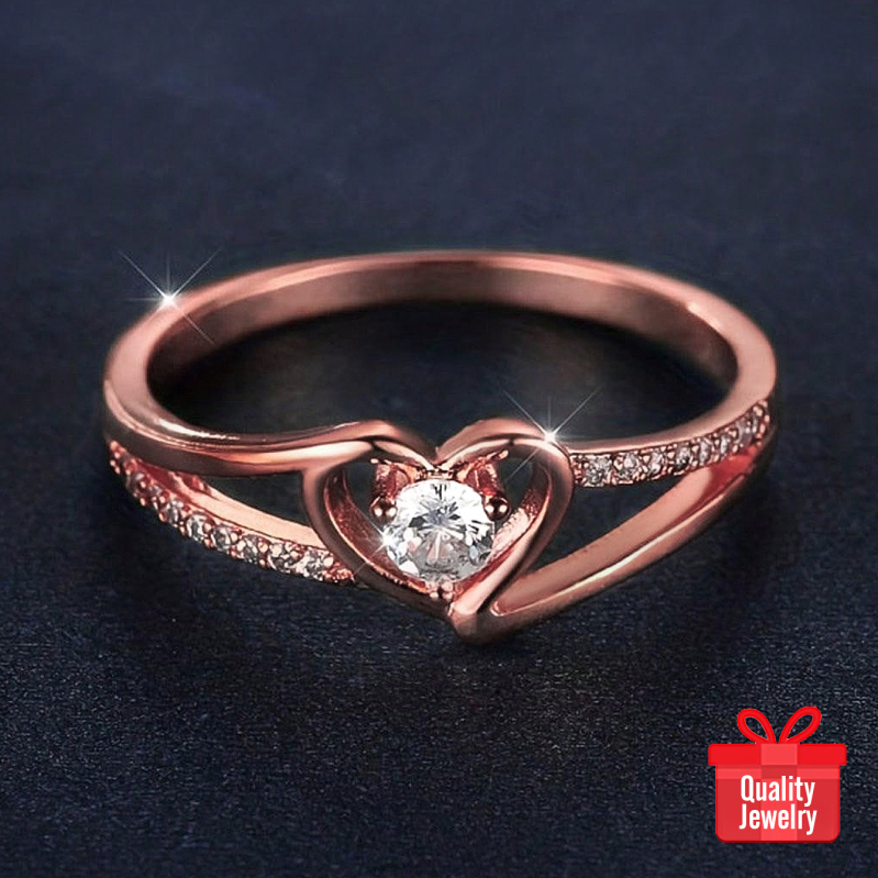 Δαχτυλίδι σε σχήμα καρδιάς από χαλκό, ηλεκτροπλατινωμένο, για γυναίκες