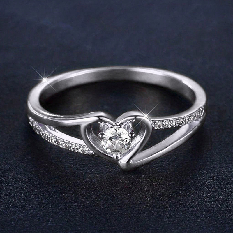 Δαχτυλίδι σε σχήμα καρδιάς από χαλκό, ηλεκτροπλατινωμένο, για γυναίκες