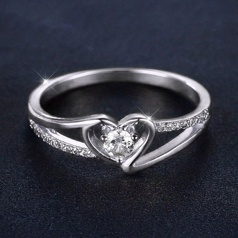 Δαχτυλίδι σε σχήμα καρδιάς από χαλκό, ηλεκτροπλατινωμένο, για γυναίκες