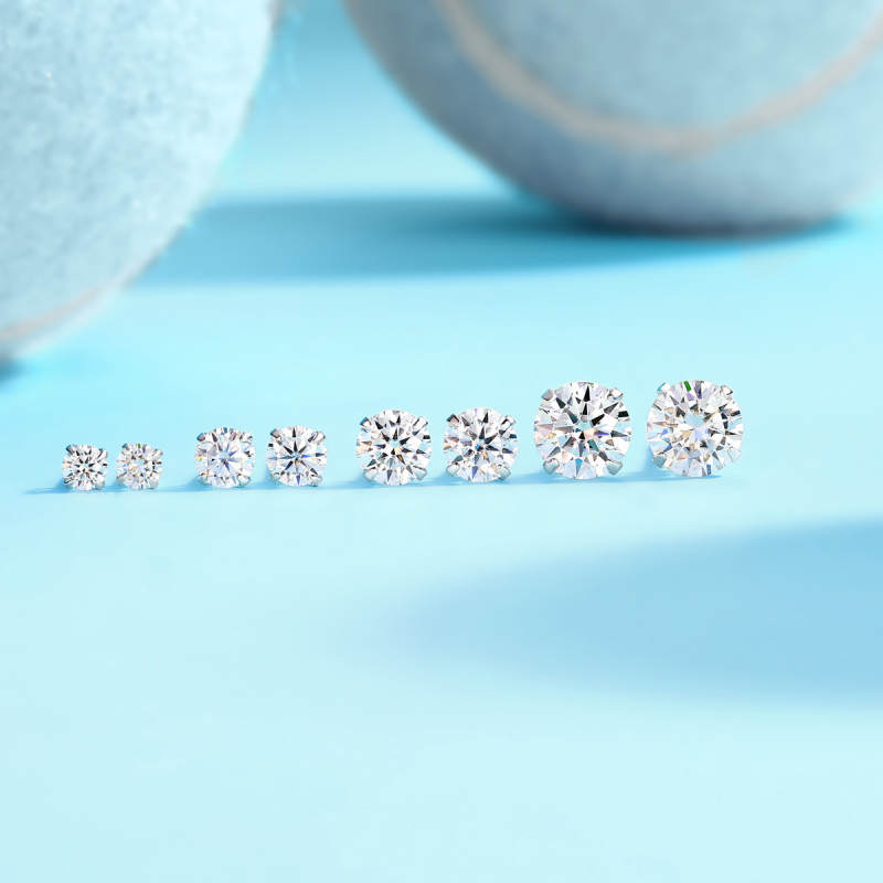 Cercei Moissanite din argint Sterling – stil unisex, rotund/geometric, tăiere cu opt inimi și opt săgeți