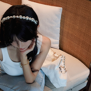 Ya Ya fashion jewelry Лента за коса: корейски стил, ръчна изработка, смесени материали, лента за коса с перли и буква, инкрустирана с диаманти