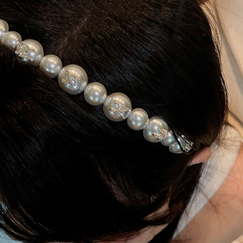Ya Ya fashion jewelry Лента за коса: корейски стил, ръчна изработка, смесени материали, лента за коса с перли и буква, инкрустирана с диаманти