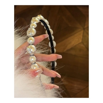 Ya Ya fashion jewelry Лента за коса: корейски стил, ръчна изработка, смесени материали, лента за коса с перли и буква, инкрустирана с диаманти