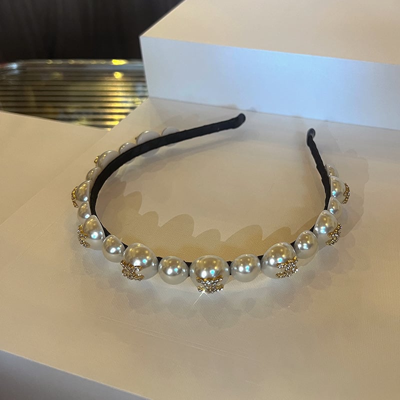 Ya Ya fashion jewelry Лента за коса: корейски стил, ръчна изработка, смесени материали, лента за коса с перли и буква, инкрустирана с диаманти