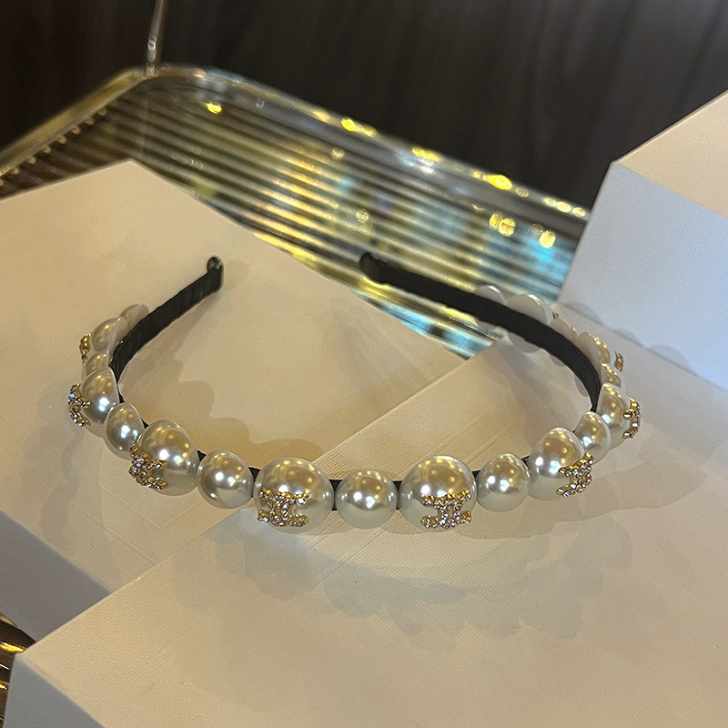 Ya Ya fashion jewelry Лента за коса: корейски стил, ръчна изработка, смесени материали, лента за коса с перли и буква, инкрустирана с диаманти