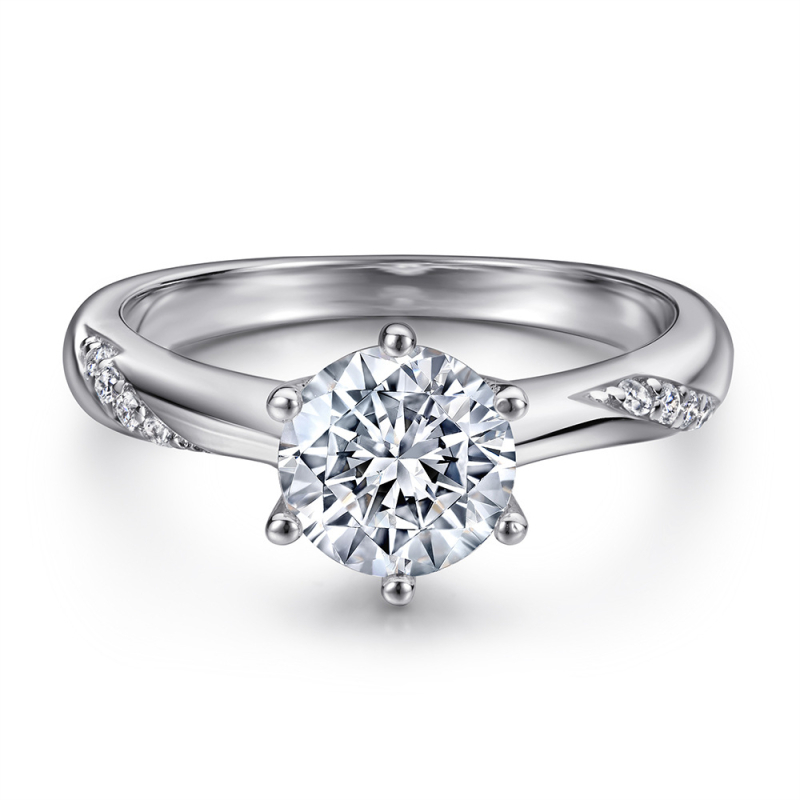 Tong Lin S925 srebrni prsten s kubnim cirkonijem, klasičan 1.2 ct, ženski vjenčani prsten