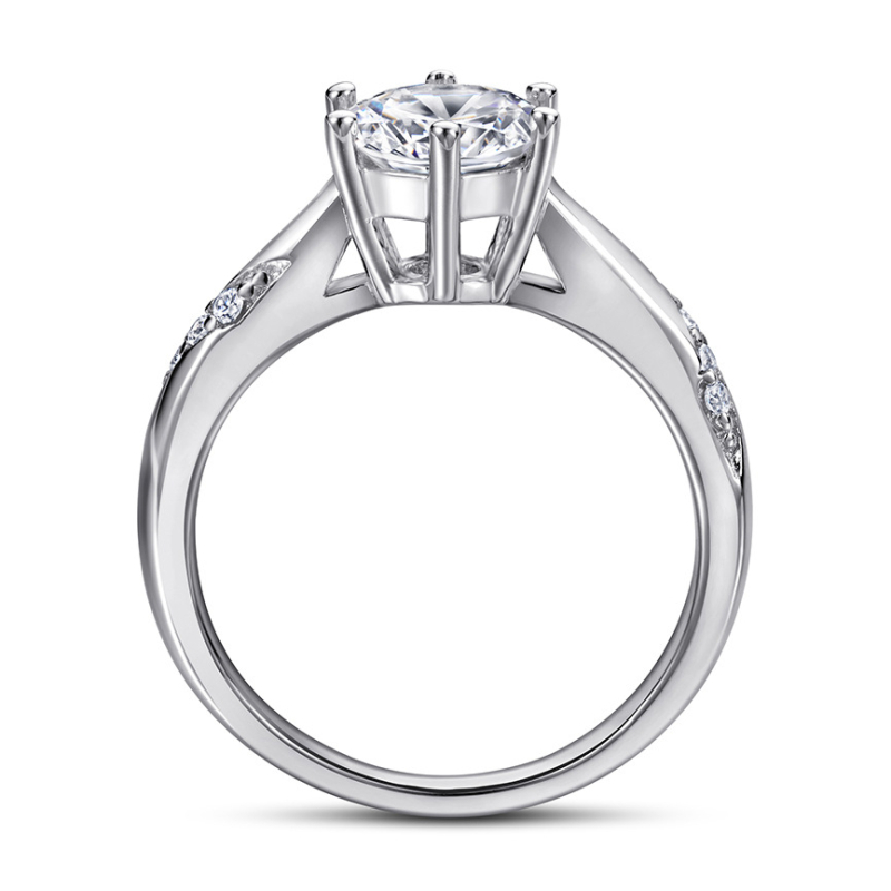 Tong Lin S925 srebrni prsten s kubnim cirkonijem, klasičan 1.2 ct, ženski vjenčani prsten