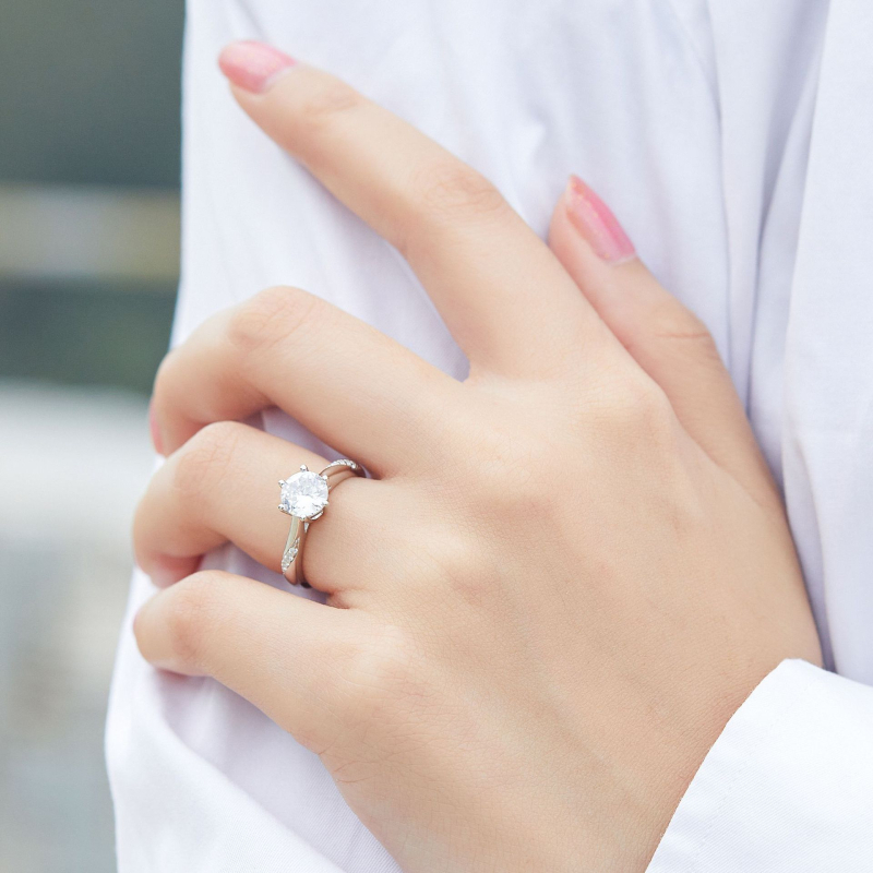 Tong Lin S925 srebrni prsten s kubnim cirkonijem, klasičan 1.2 ct, ženski vjenčani prsten