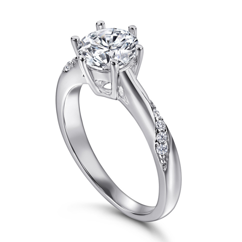 Tong Lin S925 srebrni prsten s kubnim cirkonijem, klasičan 1.2 ct, ženski vjenčani prsten