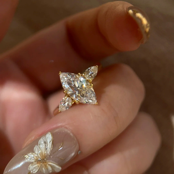 Δαχτυλίδι από χαλκό με ζιρκόν, σχήματος σταγόνας, ηλεκτροπλατίωση, MSR035