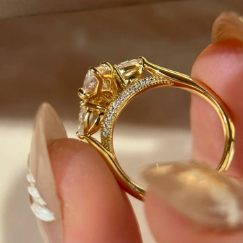 Δαχτυλίδι από χαλκό με ζιρκόν, σχήματος σταγόνας, ηλεκτροπλατίωση, MSR035