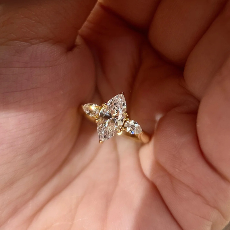 Δαχτυλίδι από χαλκό με ζιρκόν, σχήματος σταγόνας, ηλεκτροπλατίωση, MSR035