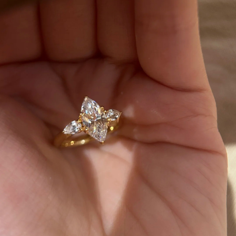 Δαχτυλίδι από χαλκό με ζιρκόν, σχήματος σταγόνας, ηλεκτροπλατίωση, MSR035