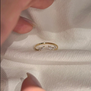 Δαχτυλίδι με ρυθμιζόμενο άνοιγμα, σε σχήμα φύλλου, χαλκός-ζιρκόνιο, ηλεκτροπλατιωμένη επίστρωση, μοντέλο 903