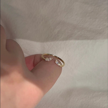 Δαχτυλίδι με ρυθμιζόμενο άνοιγμα, σε σχήμα φύλλου, χαλκός-ζιρκόνιο, ηλεκτροπλατιωμένη επίστρωση, μοντέλο 903