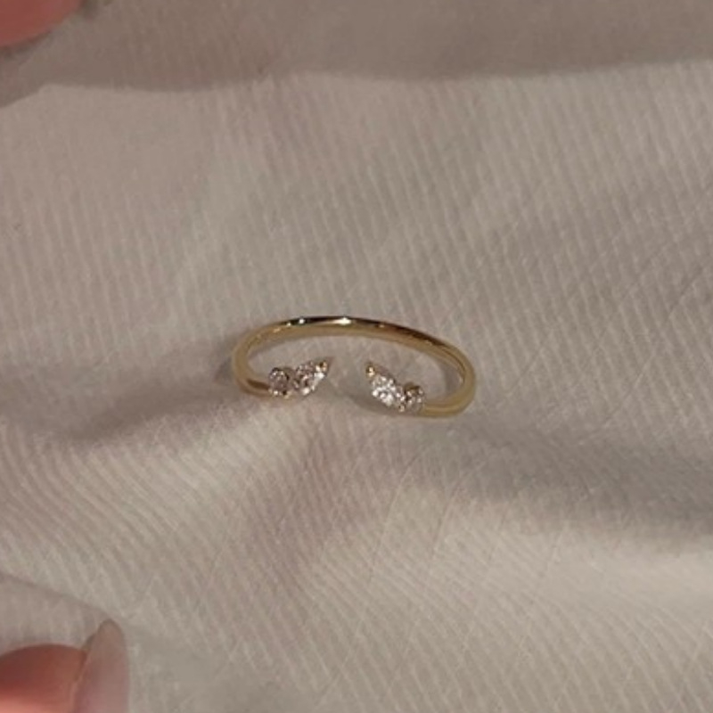 Δαχτυλίδι με ρυθμιζόμενο άνοιγμα, σε σχήμα φύλλου, χαλκός-ζιρκόνιο, ηλεκτροπλατιωμένη επίστρωση, μοντέλο 903