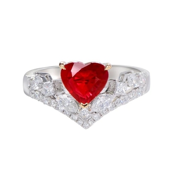 Koronás és szív alakú gyűrű | Anyag: Réz; Kezelés: Gyémánt; Stílus: Könnyű luxus