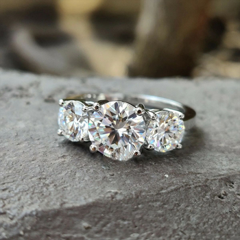 Δαχτυλίδι με τρεις ζιρκόν πέτρες από χαλκό, γεωμετρικό ένθετο σχέδιο για γυναίκες