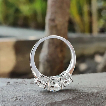 Δαχτυλίδι με τρεις ζιρκόν πέτρες από χαλκό, γεωμετρικό ένθετο σχέδιο για γυναίκες