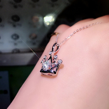 Karūnos pakabukas su grandine, varis ir cirkonijai, elektroplatavimo danga, įprasta grandinėlė, varinis pakabukas