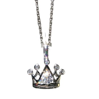 Karūnos pakabukas su grandine, varis ir cirkonijai, elektroplatavimo danga, įprasta grandinėlė, varinis pakabukas