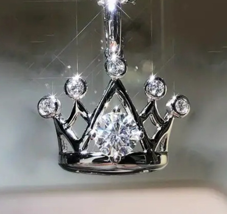 Karūnos pakabukas su grandine, varis ir cirkonijai, elektroplatavimo danga, įprasta grandinėlė, varinis pakabukas