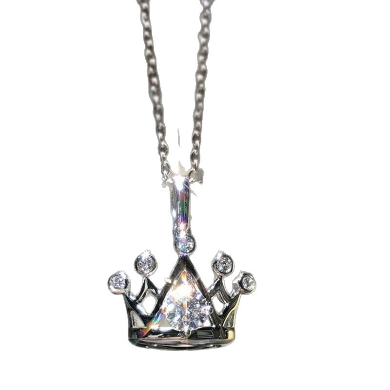 Karūnos pakabukas su grandine, varis ir cirkonijai, elektroplatavimo danga, įprasta grandinėlė, varinis pakabukas