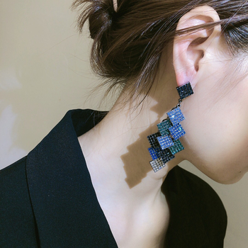 Fülbevalók – koreai stílus, 3D geometriai forma, kevert anyagok, electroplating bevonat, Holy Carley márka