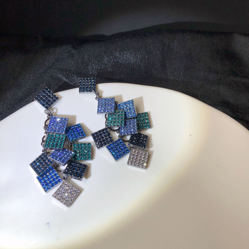 Fülbevalók – koreai stílus, 3D geometriai forma, kevert anyagok, electroplating bevonat, Holy Carley márka