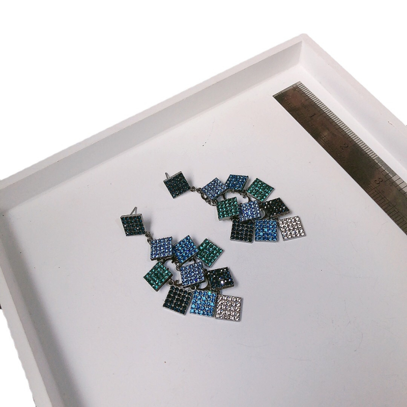 Fülbevalók – koreai stílus, 3D geometriai forma, kevert anyagok, electroplating bevonat, Holy Carley márka