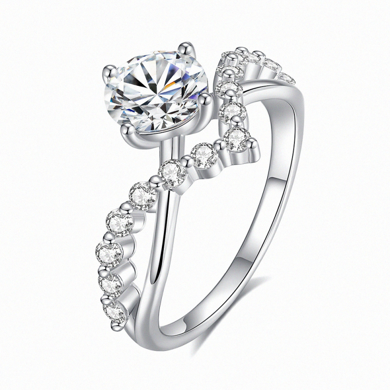 Moissanite prsteni za par od srebra 925 – vjenčani set, minimalistički geometrijski dizajn, suptilan luksuz