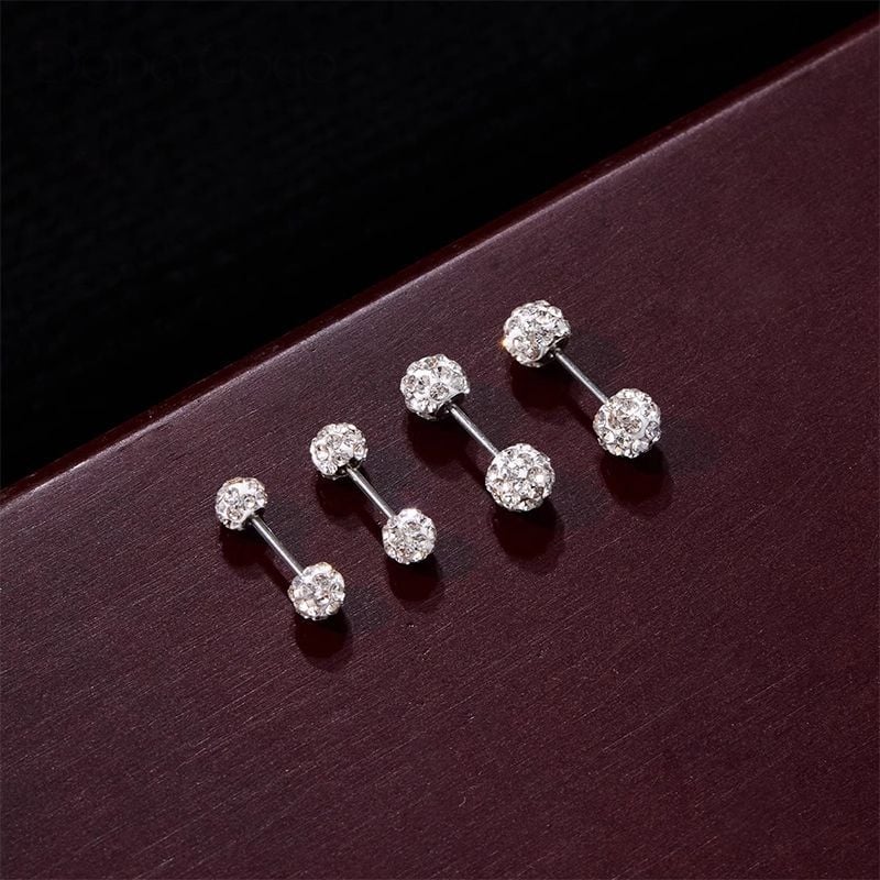 Titánium acélból készült fülbevaló, kerek fejű diamant-szerű dizájn, női elegáns stílus, alvás közben is viselhető (Anyag: titán acél; Feldolgozás: elektroplakálás; Forma: kerek fej; Stílus: városi divat; Célközönség: nők)