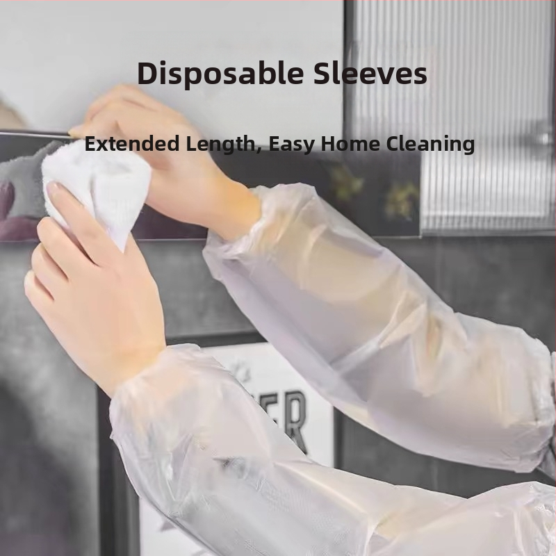 Vienkartiniai skaidrūs PE rankovių gaubtai, dulkių atsparūs, vandeniui atsparūs ir alyvoms atsparūs, virtuvės reikmėms