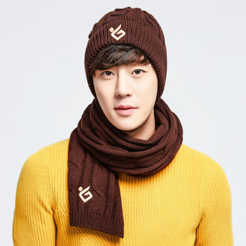 Golovejoy Dviejų dalių šalikų ir kepurės komplektas vyrams, vilna, žiema/ruduo, suaugusieji