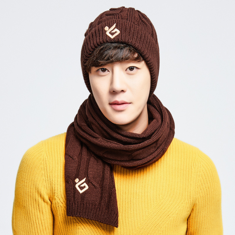 Golovejoy Dviejų dalių šalikų ir kepurės komplektas vyrams, vilna, žiema/ruduo, suaugusieji