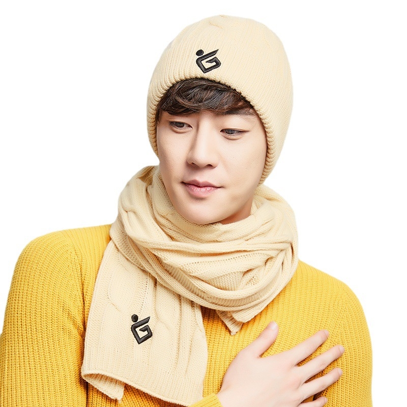 Golovejoy Dviejų dalių šalikų ir kepurės komplektas vyrams, vilna, žiema/ruduo, suaugusieji