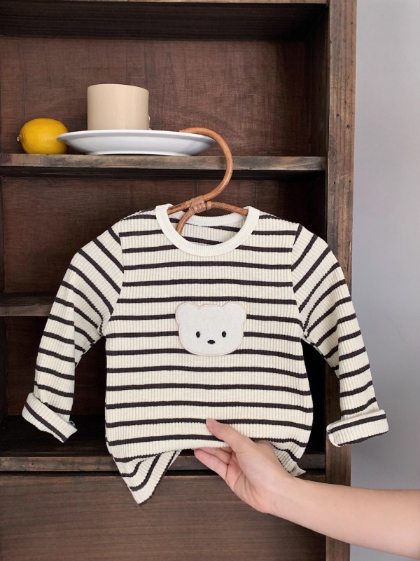 Dječja majica s dugim rukavima, prugasta, 95% pamuk, okrugli izrez, za uzrast 1–3 godine, unisex.
