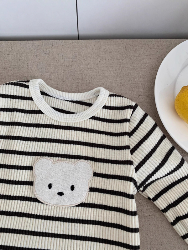 Dječja majica s dugim rukavima, prugasta, 95% pamuk, okrugli izrez, za uzrast 1–3 godine, unisex.